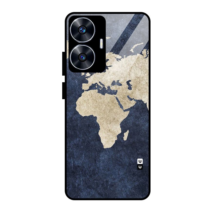 World Map Blue Gold Glass Back Case for realme C55