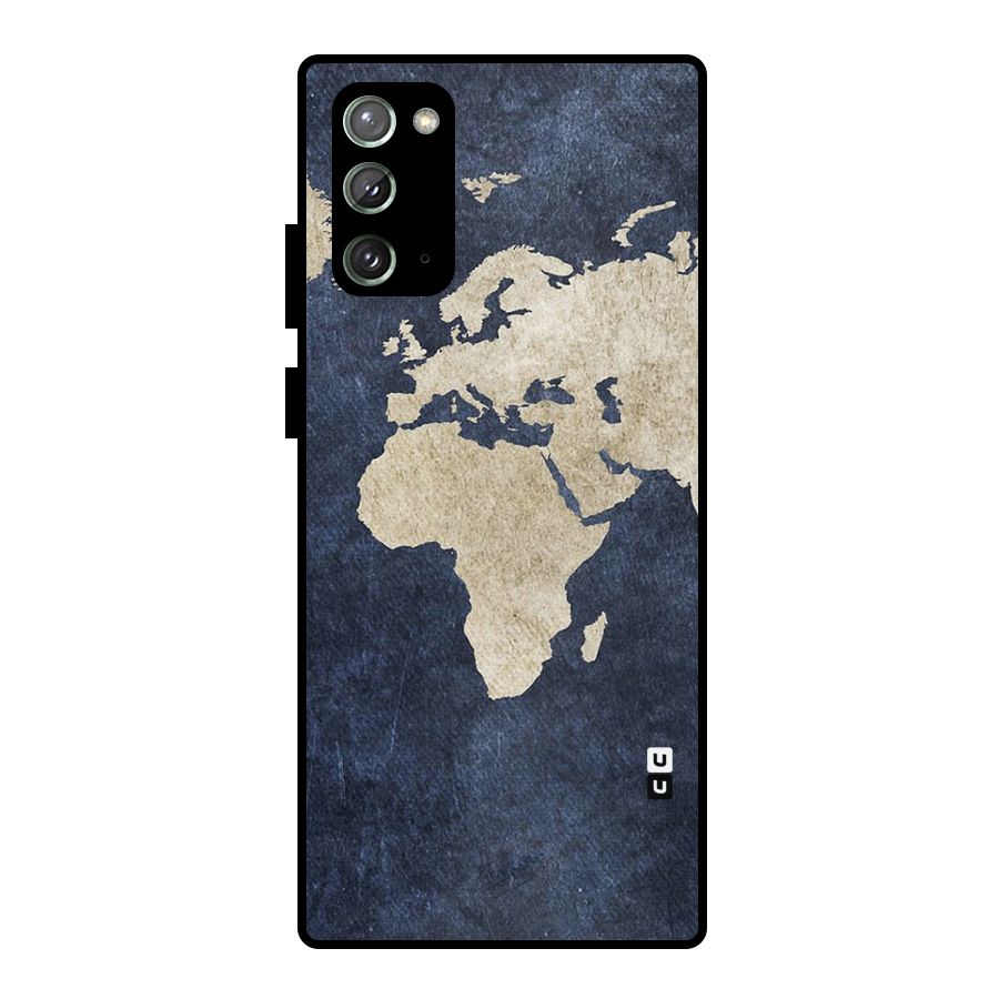 World Map Blue Gold Metal Back Case for Galaxy Note 20