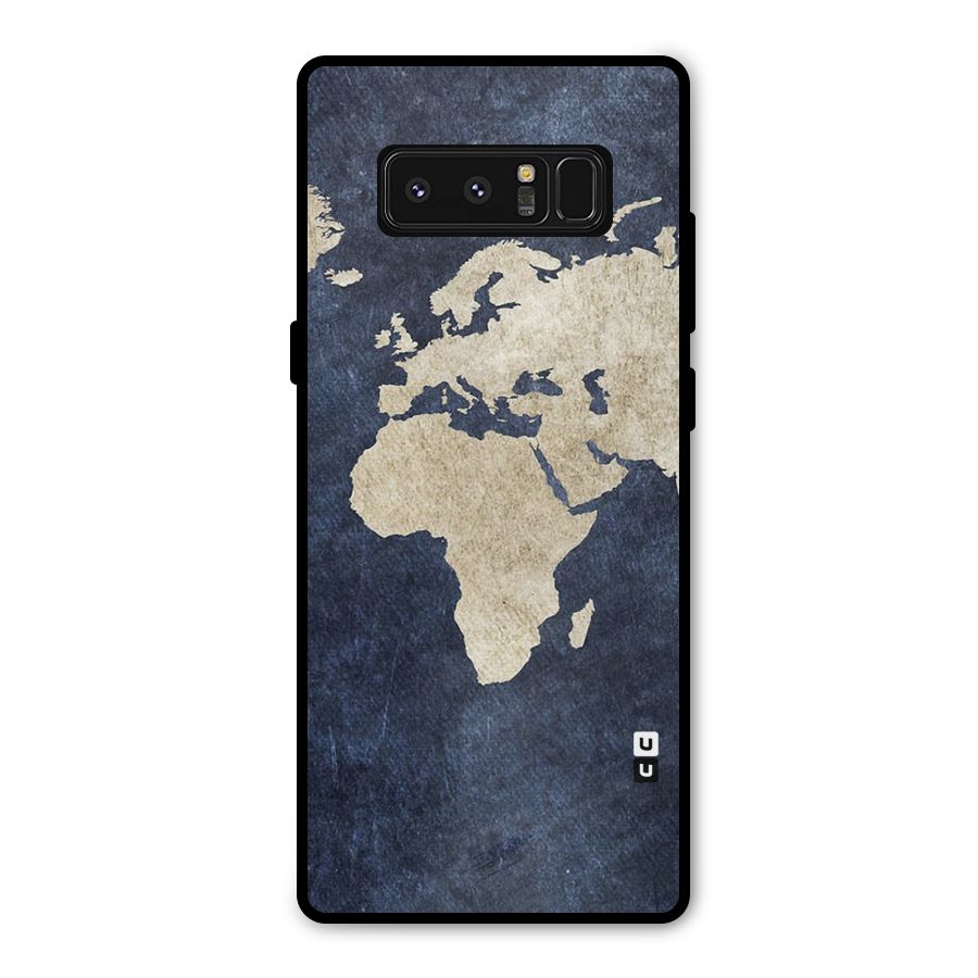 World Map Blue Gold Metal Back Case for Galaxy Note 8
