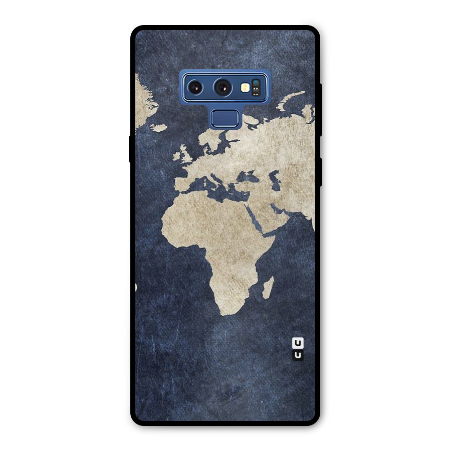 World Map Blue Gold Metal Back Case for Galaxy Note 9