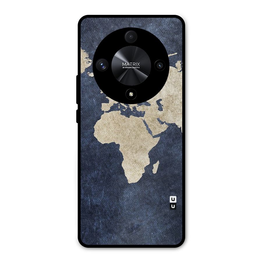 World Map Blue Gold Metal Back Case for Honor X9b