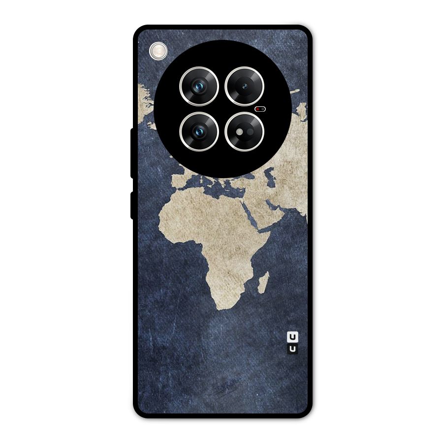 World Map Blue Gold Metal Back Case for Infinix Zero 40 5G