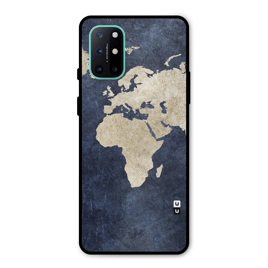 World Map Blue Gold Metal Back Case for OnePlus 8T