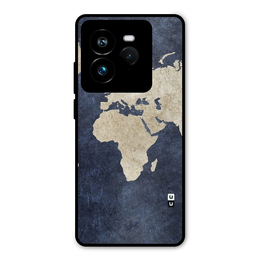 World Map Blue Gold Metal Back Case for Realme GT 7 Pro