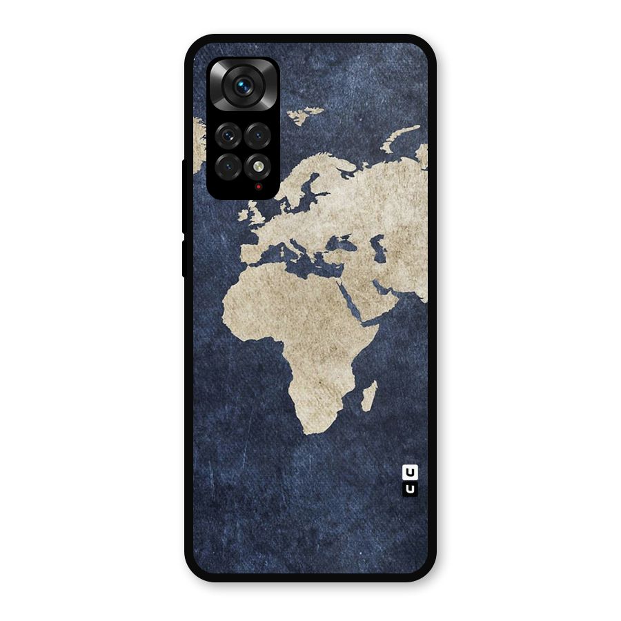 World Map Blue Gold Metal Back Case for Redmi Note 11s