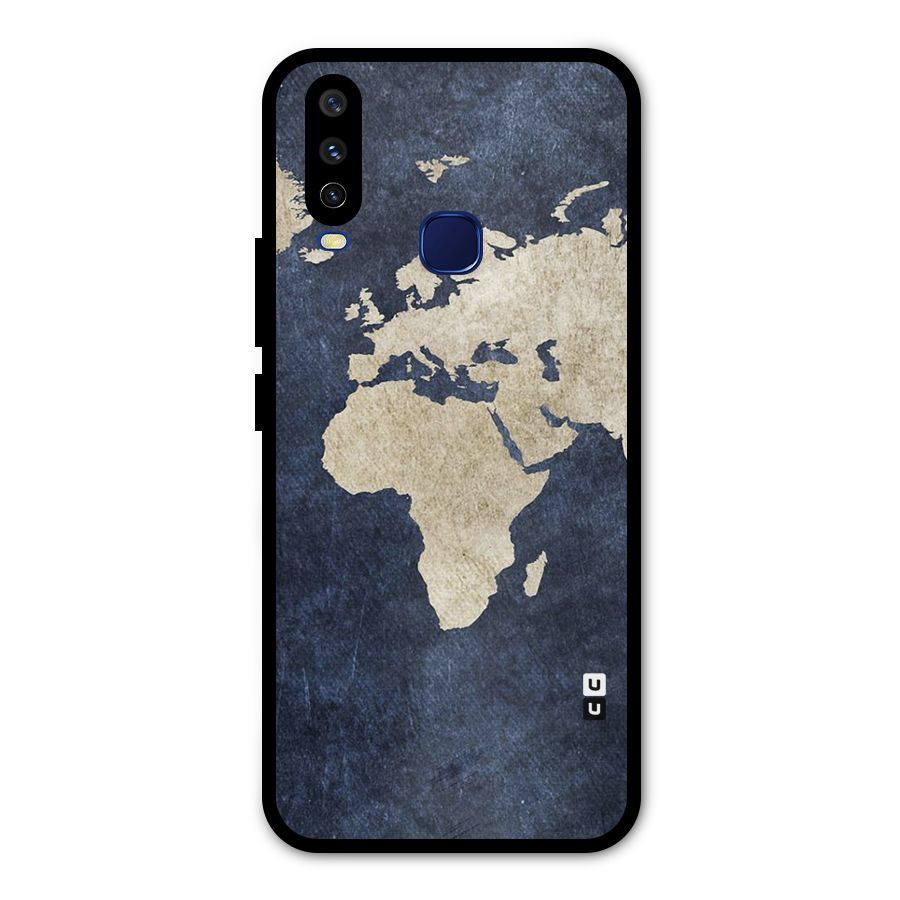 World Map Blue Gold Metal Back Case for Vivo V17