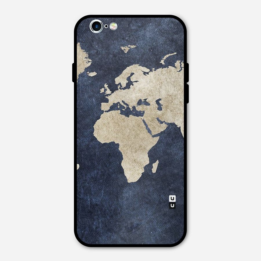 World Map Blue Gold Metal Back Case for iPhone 6 6s