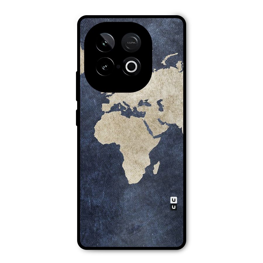 World Map Blue Gold Metal Back Case for iQOO Neo 10