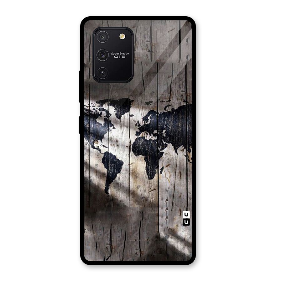 World Map Wood Design Glass Back Case for Galaxy S10 Lite