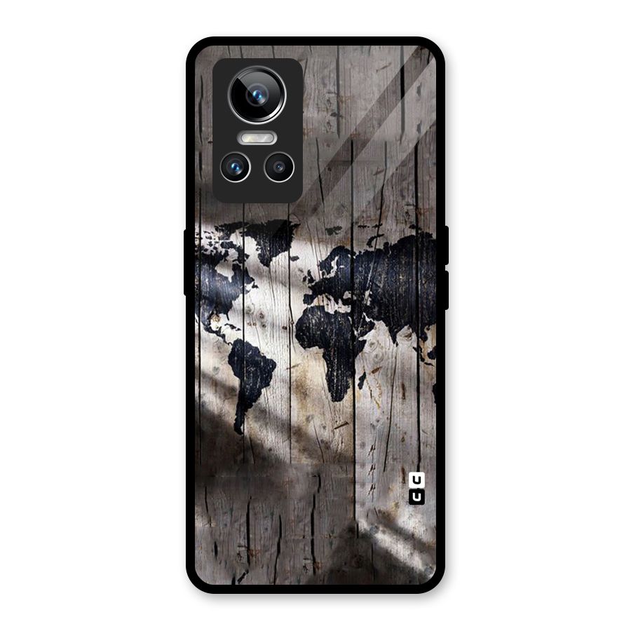 World Map Wood Design Glass Back Case for Realme GT Neo 3