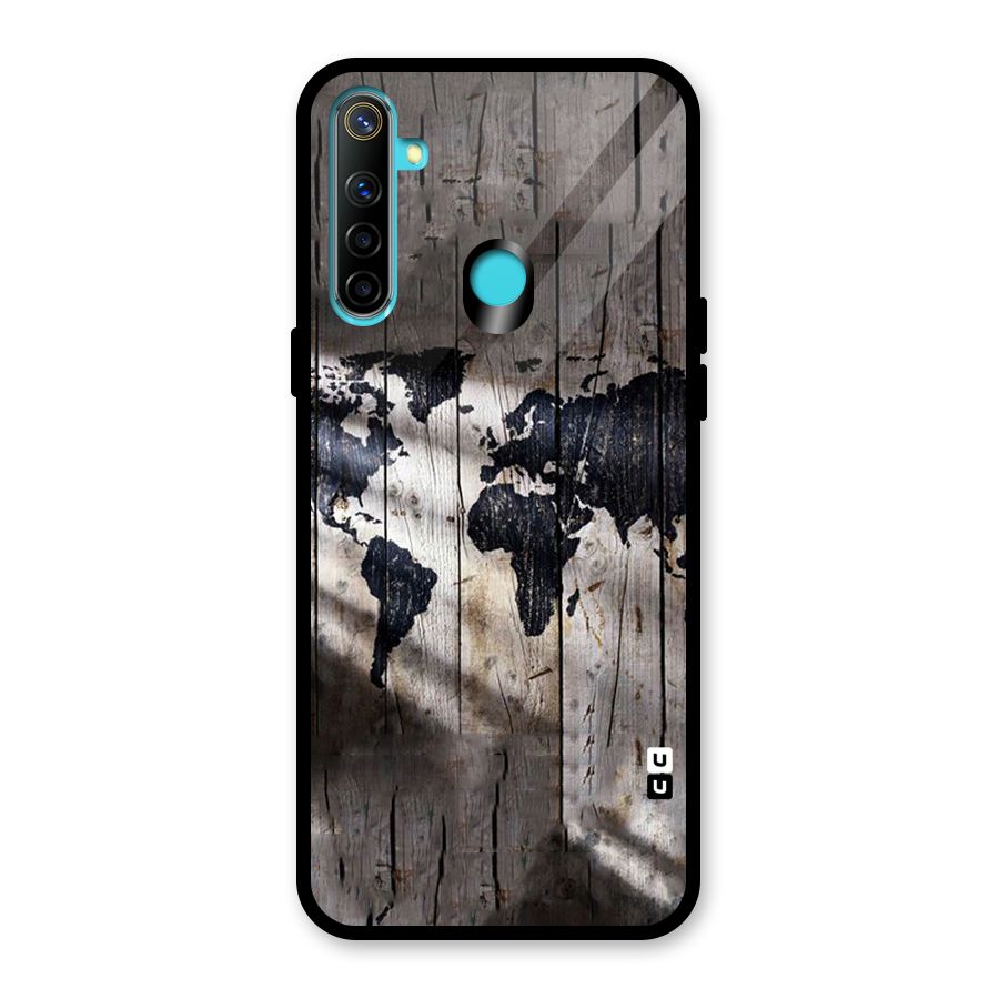 World Map Wood Design Glass Back Case for Realme Narzo 10