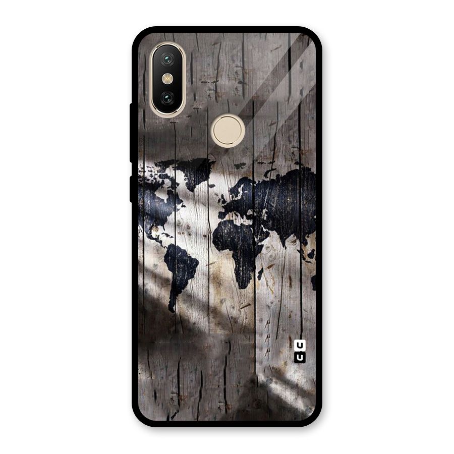 World Map Wood Design Glass Back Case for Redmi A2