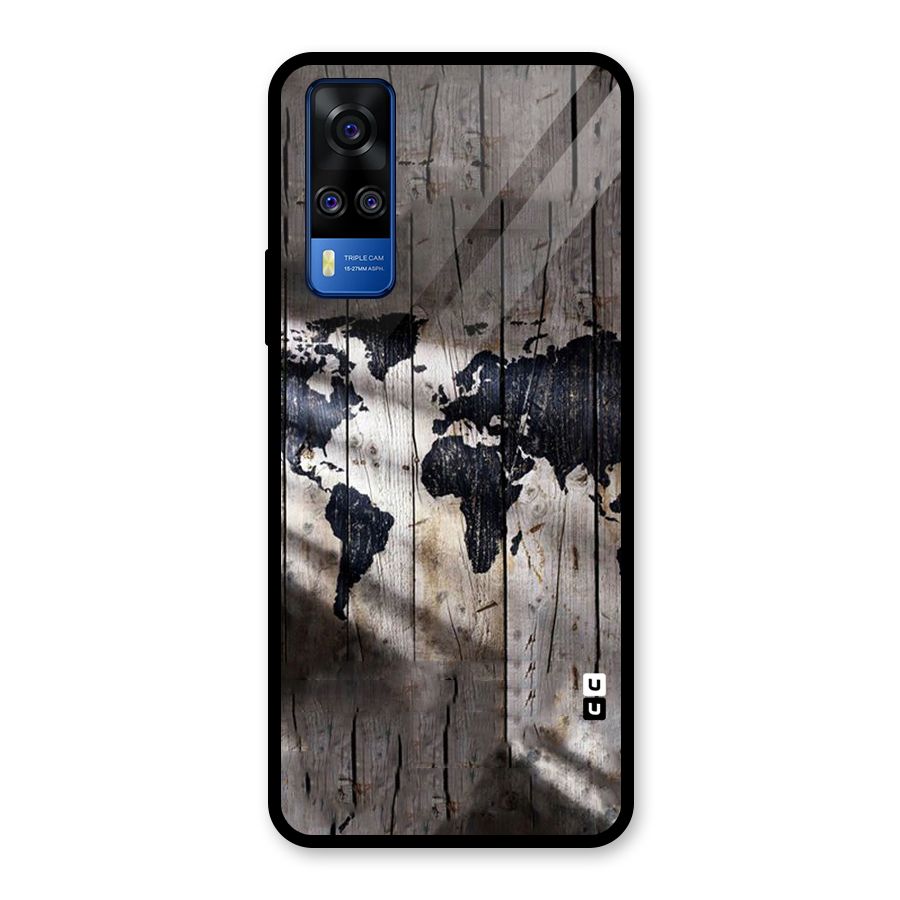 World Map Wood Design Glass Back Case for Vivo Y31