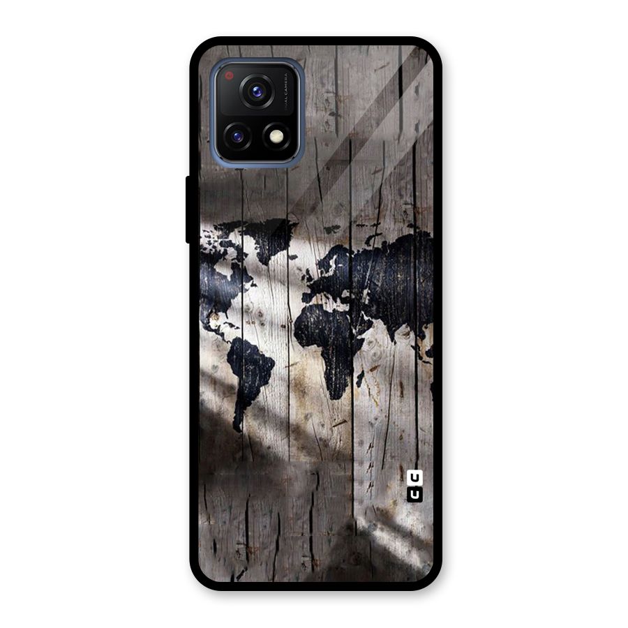 World Map Wood Design Glass Back Case for Vivo Y72 5G