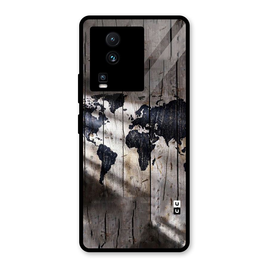 World Map Wood Design Glass Back Case for Vivo iQOO Neo 7 Pro