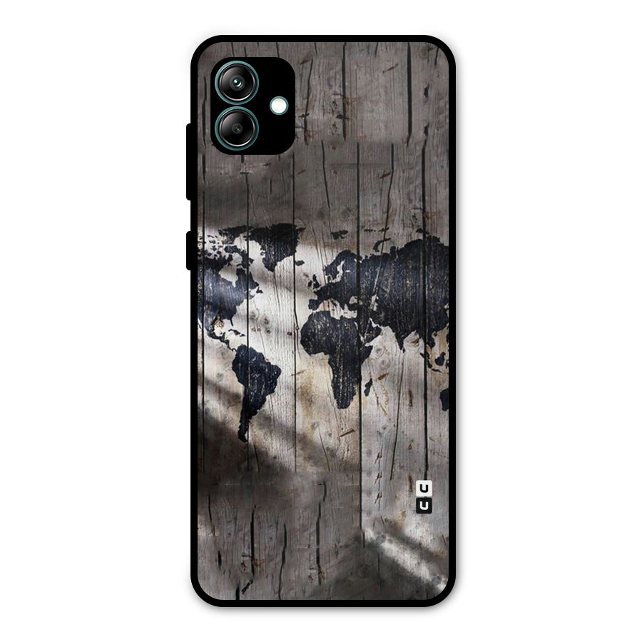 World Map Wood Design Metal Back Case for Galaxy A04