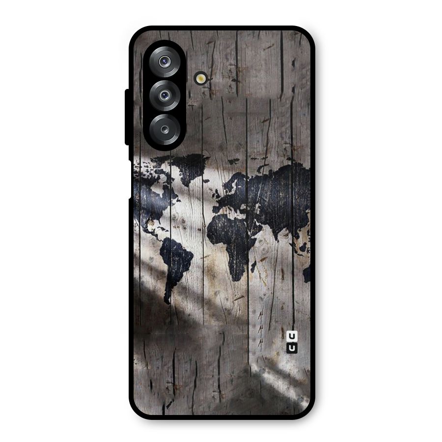 World Map Wood Design Metal Back Case for Galaxy A26