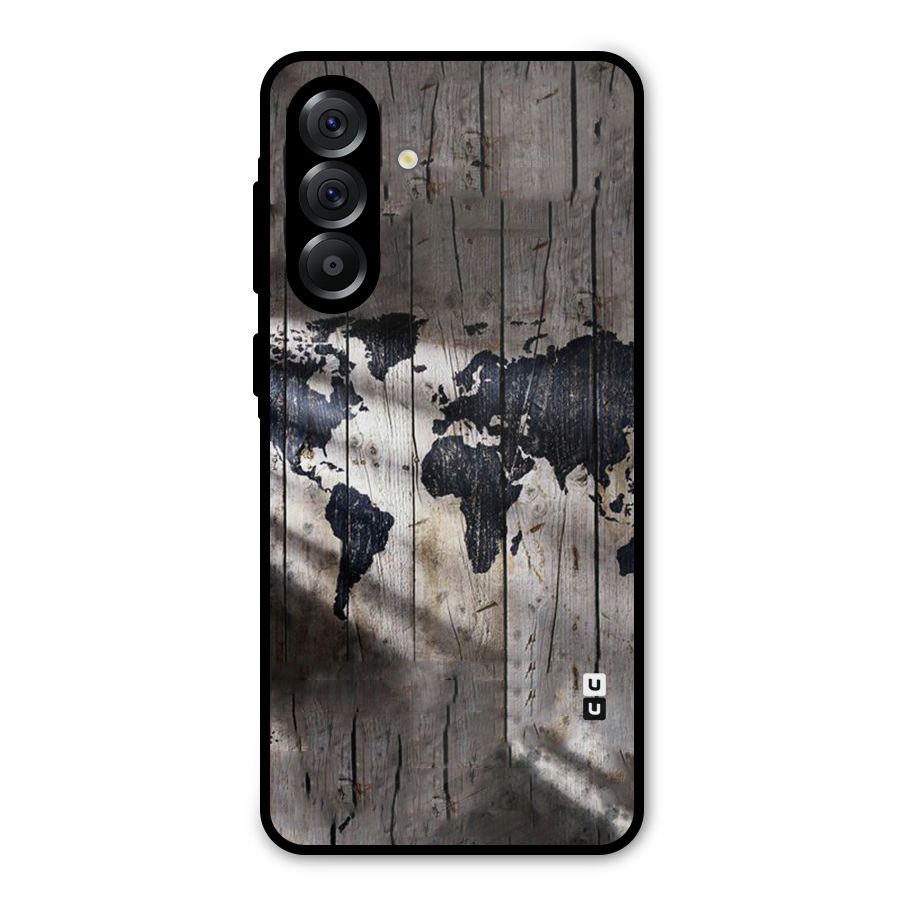 World Map Wood Design Metal Back Case for Galaxy A56