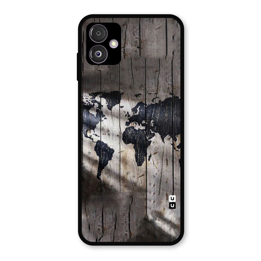 World Map Wood Design Metal Back Case for Galaxy F14