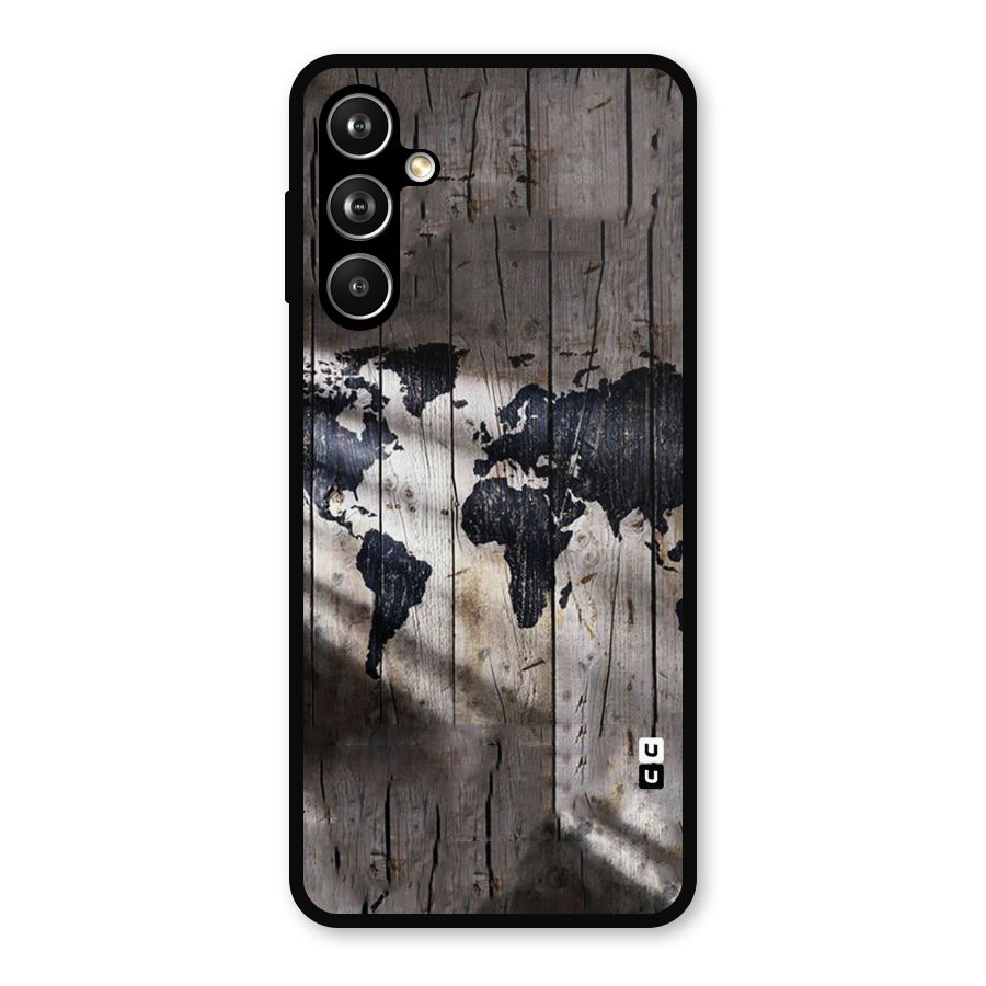 World Map Wood Design Metal Back Case for Galaxy F54