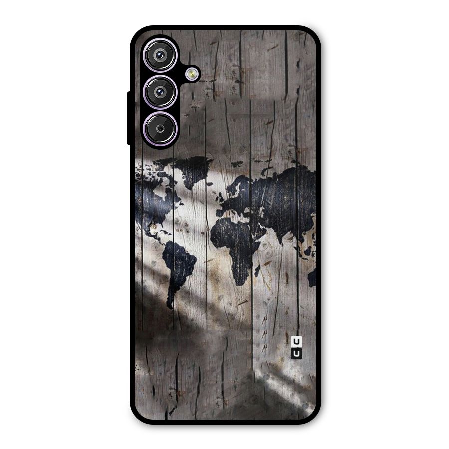 World Map Wood Design Metal Back Case for Galaxy M15