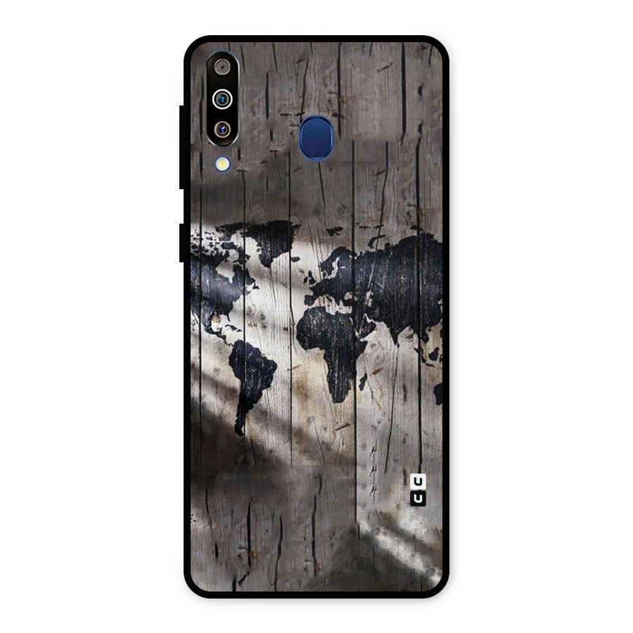 World Map Wood Design Metal Back Case for Galaxy M30