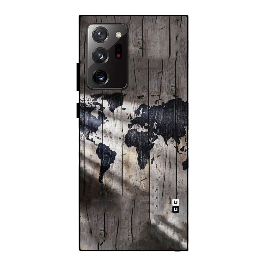 World Map Wood Design Metal Back Case for Galaxy Note 20 Ultra