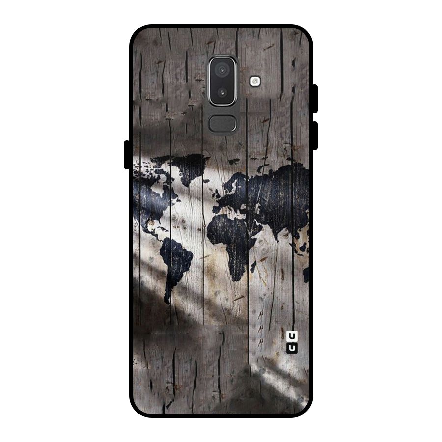 World Map Wood Design Metal Back Case for Galaxy On8 (2018)