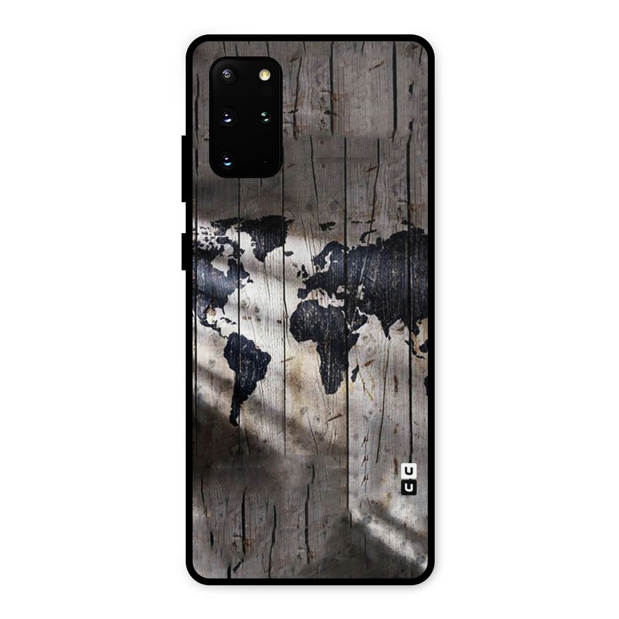World Map Wood Design Metal Back Case for Galaxy S20 Plus