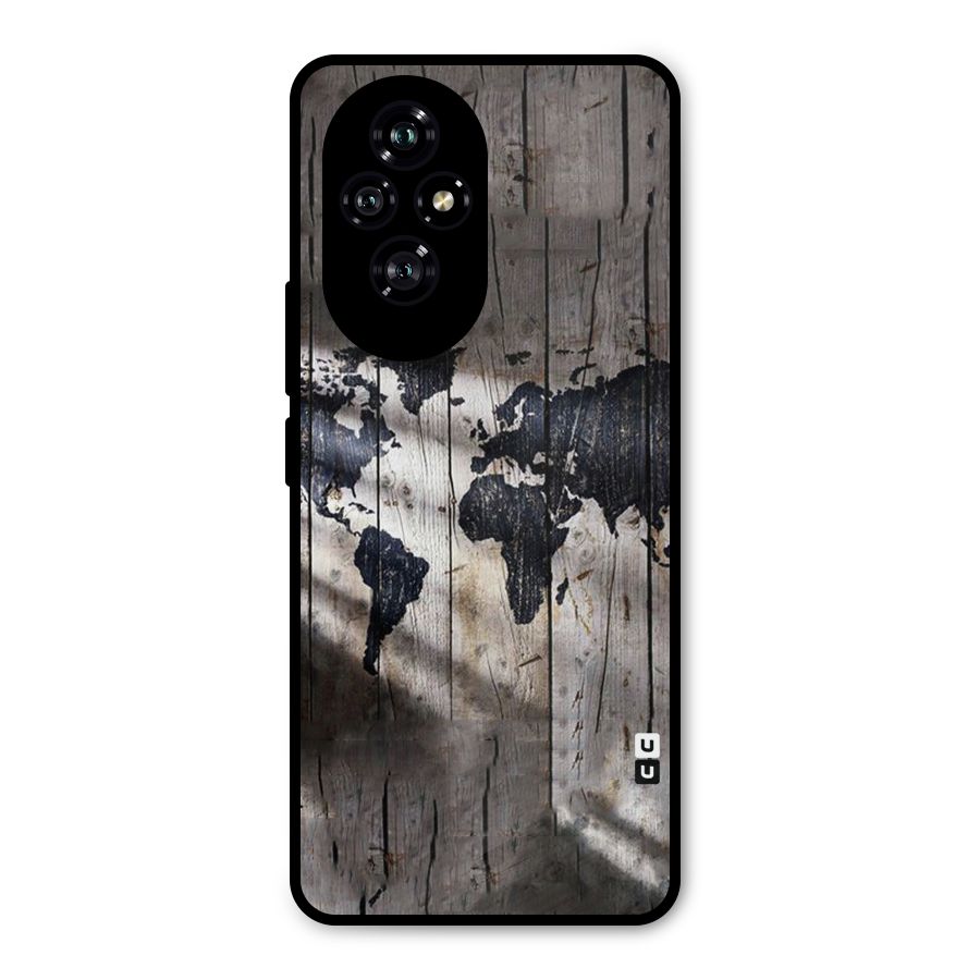 World Map Wood Design Metal Back Case for Honor 200