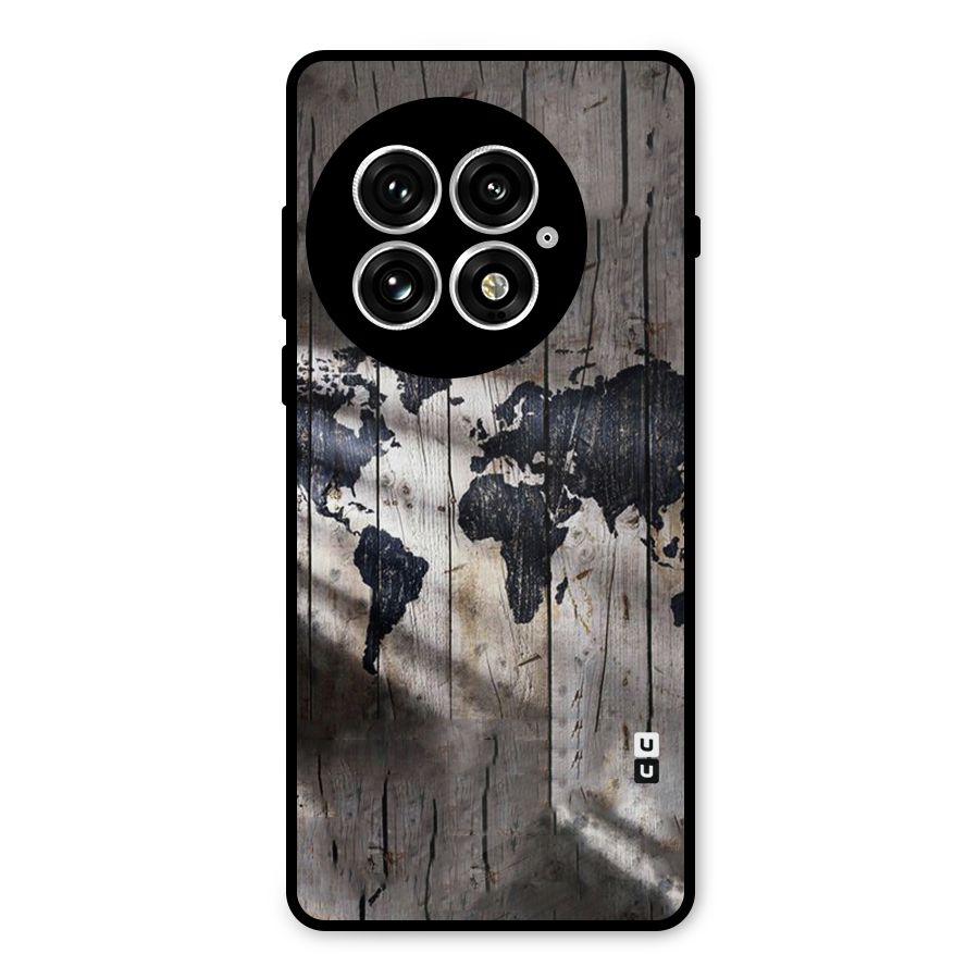 World Map Wood Design Metal Back Case for OnePlus 13