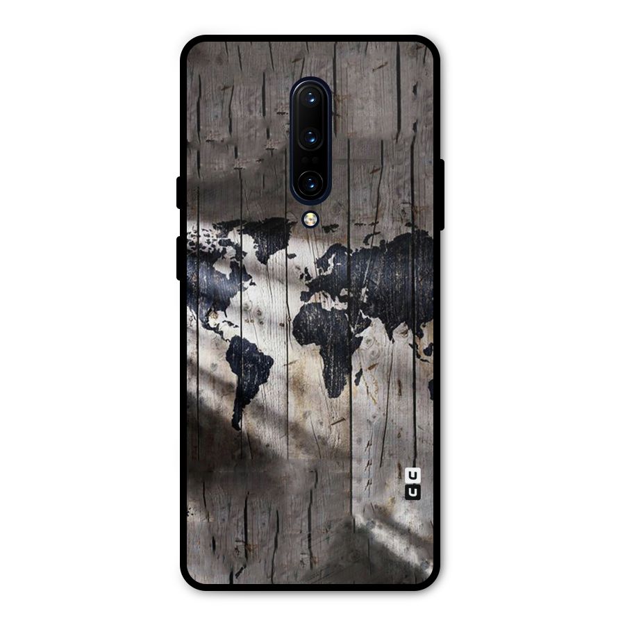 World Map Wood Design Metal Back Case for OnePlus 7 Pro