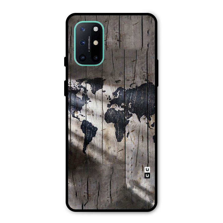 World Map Wood Design Metal Back Case for OnePlus 8T