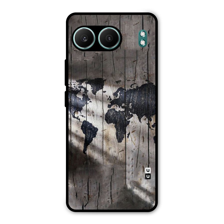 World Map Wood Design Metal Back Case for OnePlus Nord 4