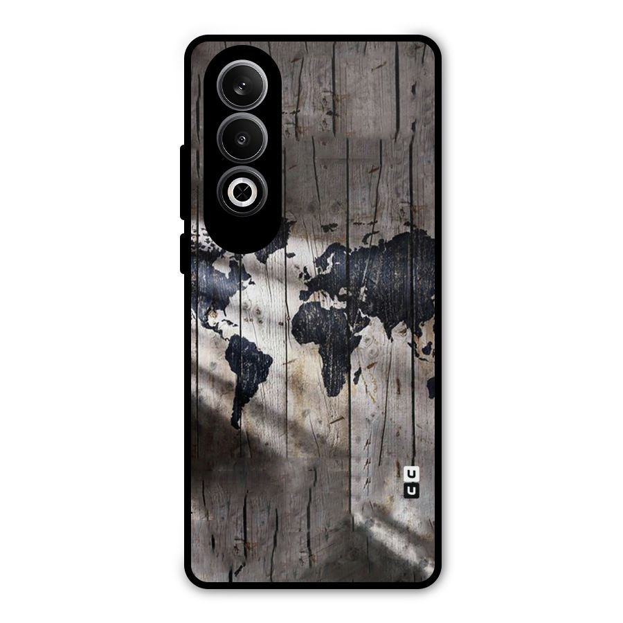 World Map Wood Design Metal Back Case for OnePlus Nord CE4