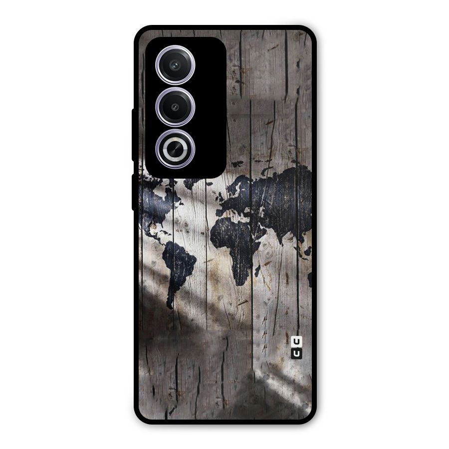 World Map Wood Design Metal Back Case for Oppo A3 Pro