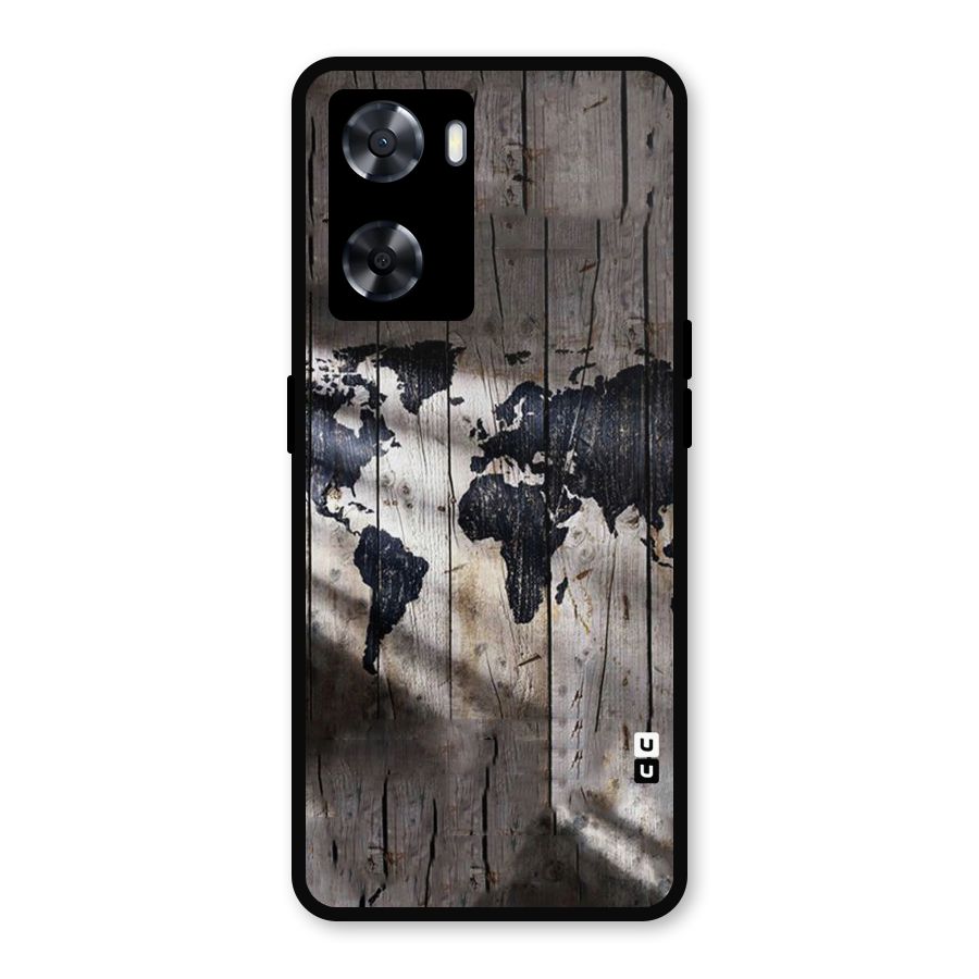 World Map Wood Design Metal Back Case for Oppo A77