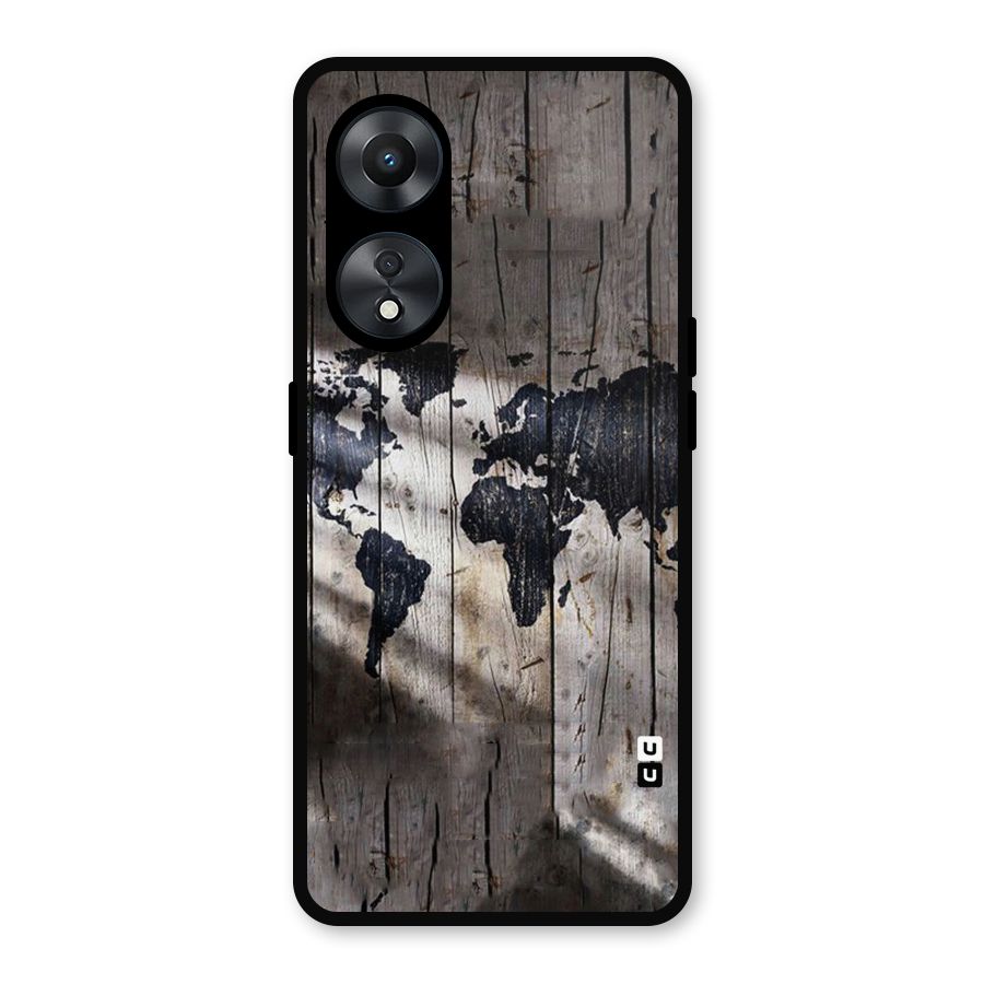 World Map Wood Design Metal Back Case for Oppo A78