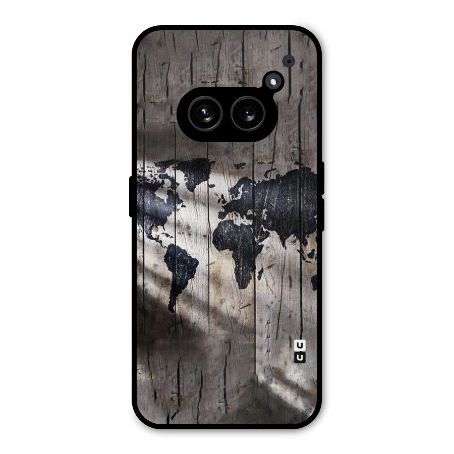 World Map Wood Design Metal Back Case for Nothing Phone 2a