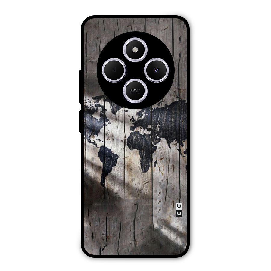 World Map Wood Design Metal Back Case for Poco M7