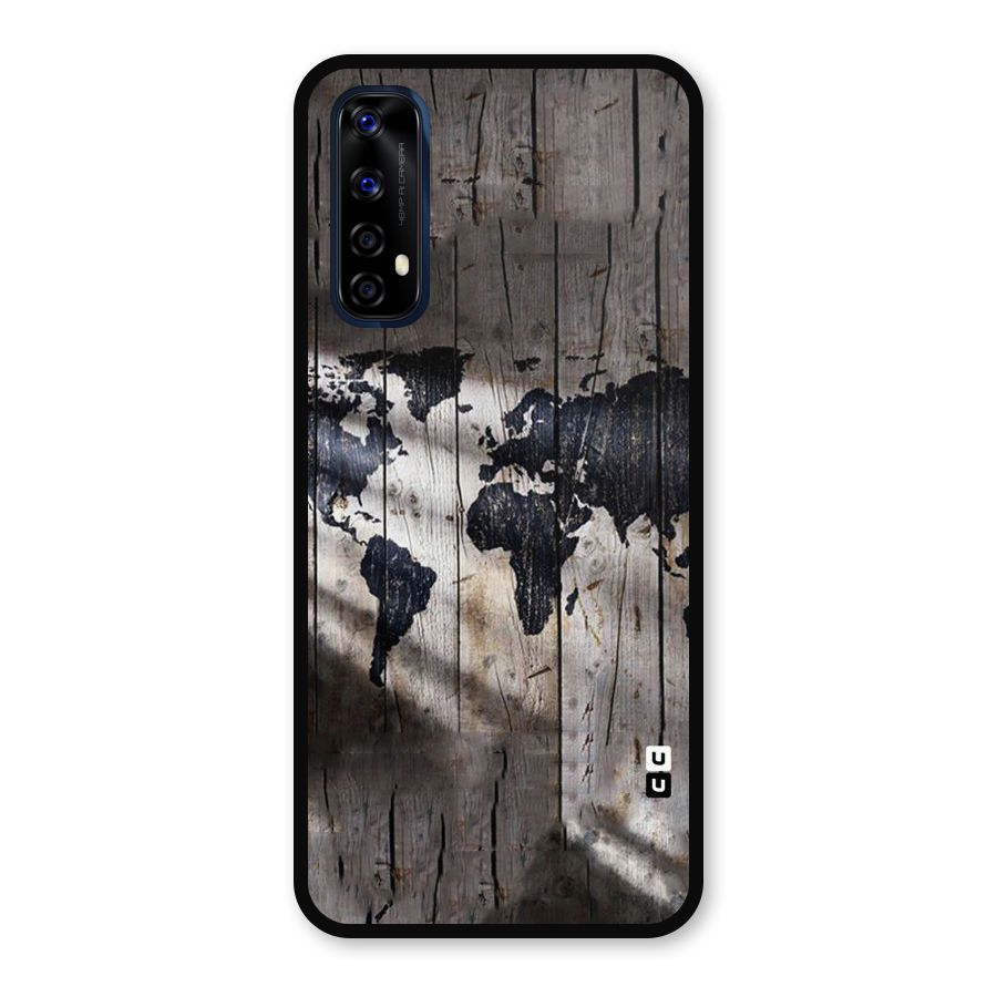 World Map Wood Design Metal Back Case for Realme 7