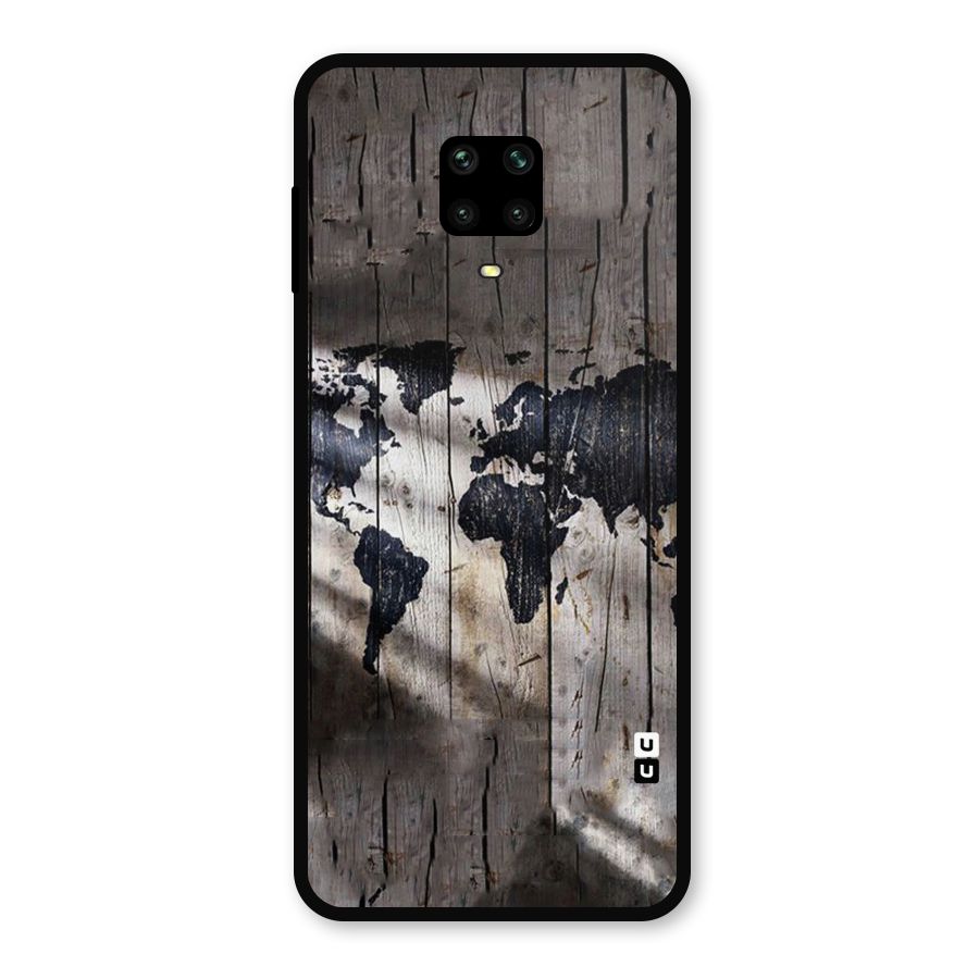 World Map Wood Design Metal Back Case for Redmi Note 10 Lite