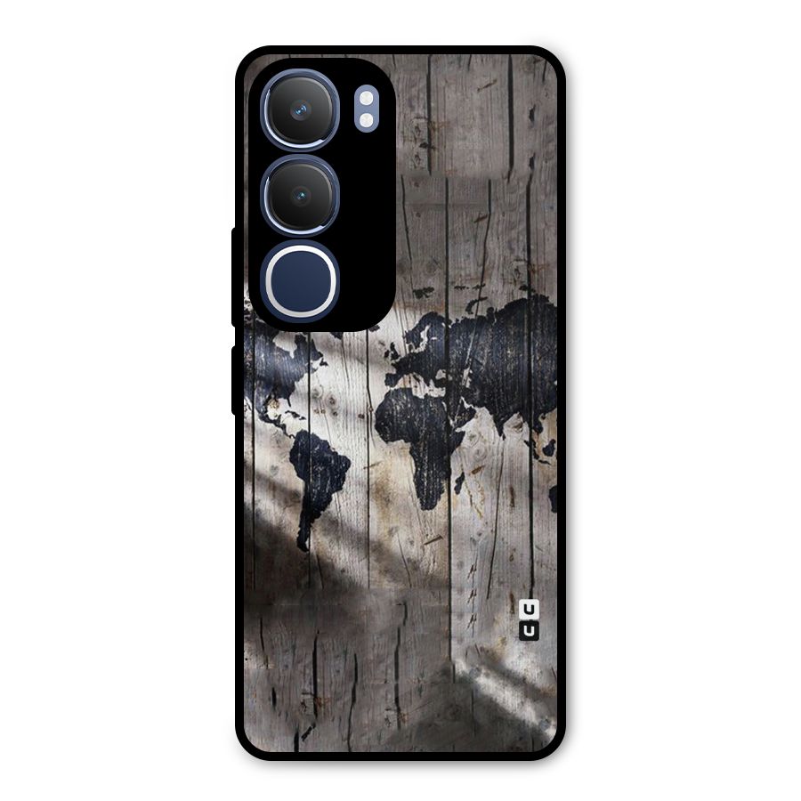 World Map Wood Design Metal Back Case for Vivo Y29