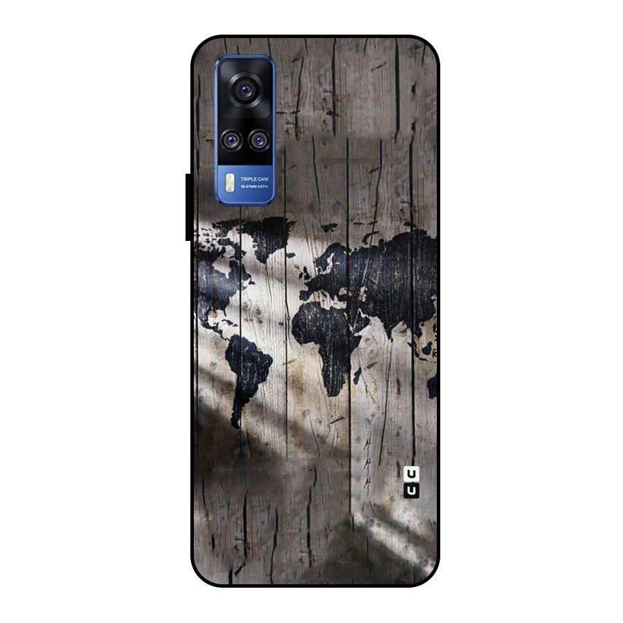 World Map Wood Design Metal Back Case for Vivo Y51