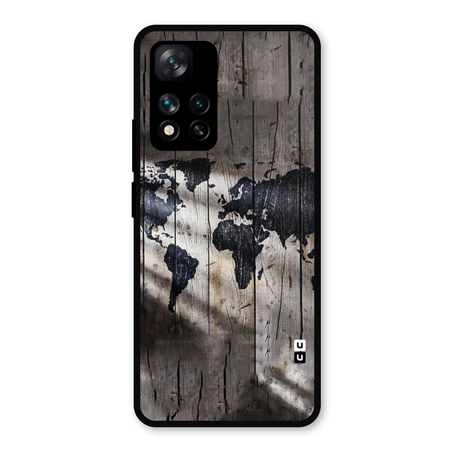 World Map Wood Design Metal Back Case for Xiaomi 11i Hypercharge 5G