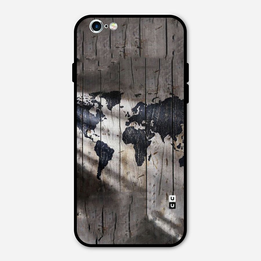 World Map Wood Design Metal Back Case for iPhone 6 6s