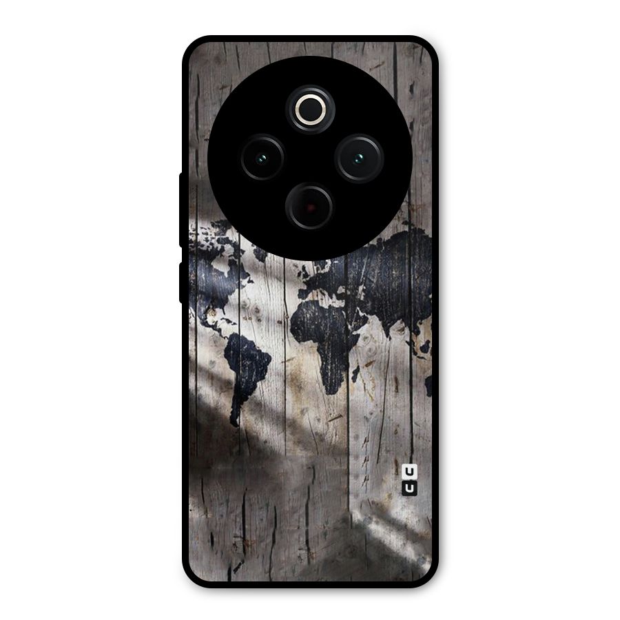 World Map Wood Design Metal Back Case for iQOO Z10