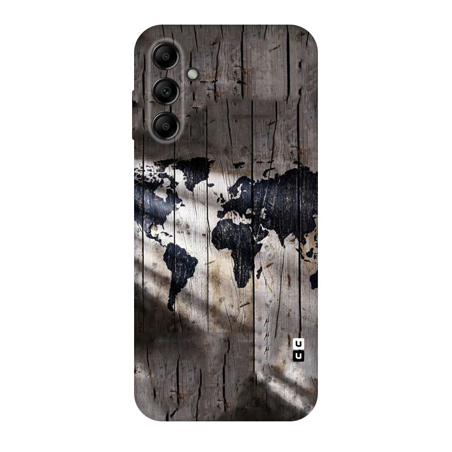 World Map Wood Design Original Polycarbonate Back Case for Galaxy A14 5G