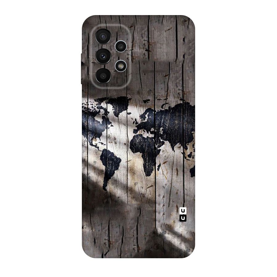 World Map Wood Design Original Polycarbonate Back Case for Galaxy A23