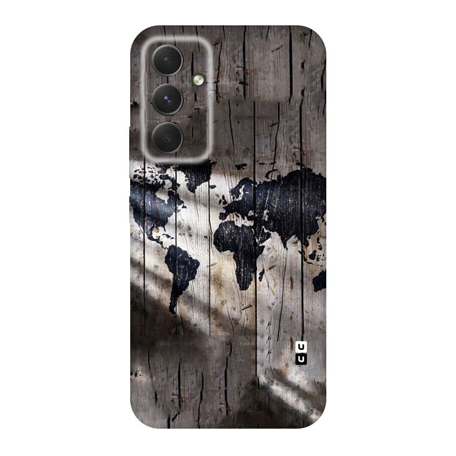 World Map Wood Design Original Polycarbonate Back Case for Galaxy A54